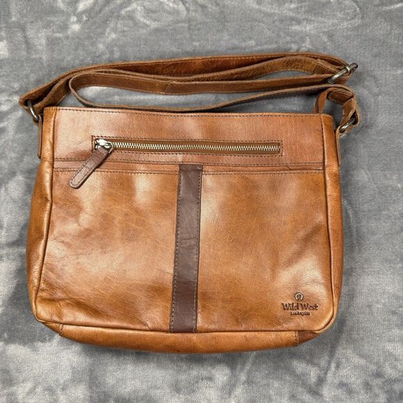 Wild West Los Angeles Women’s Distressed Leather Crossbody Bag Brown - Picture 5 of 15